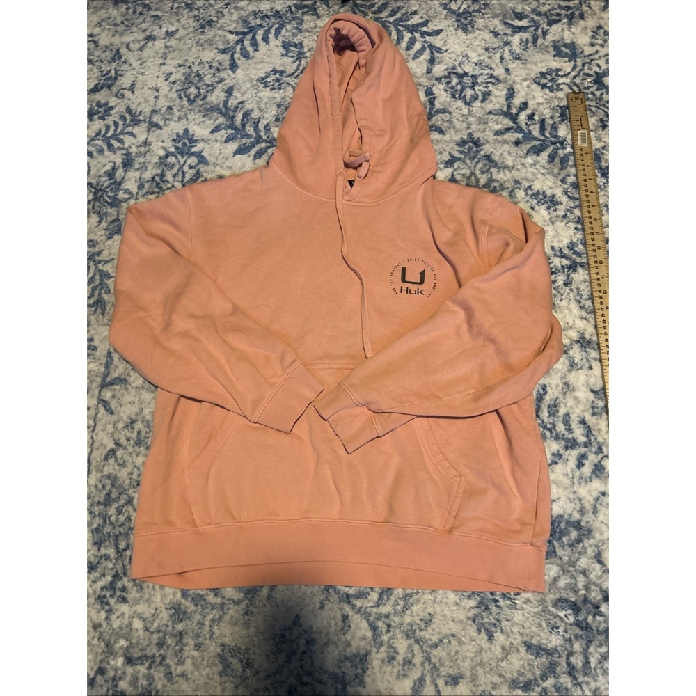 Huk Performance Fishing Hoodie Mens L Coral Heathered Pullover H1300032
